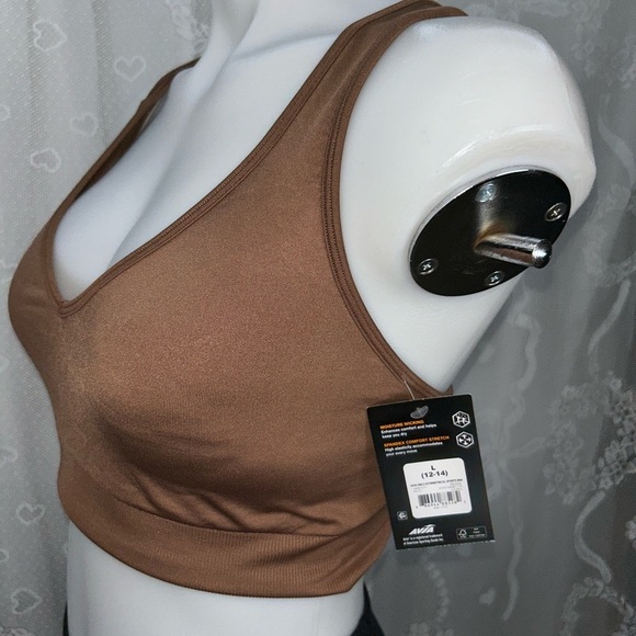 Bundle of two Girls Bra Floral size 36  one Solid Brown Crop Top Size L  New. - Picture 7 of 7